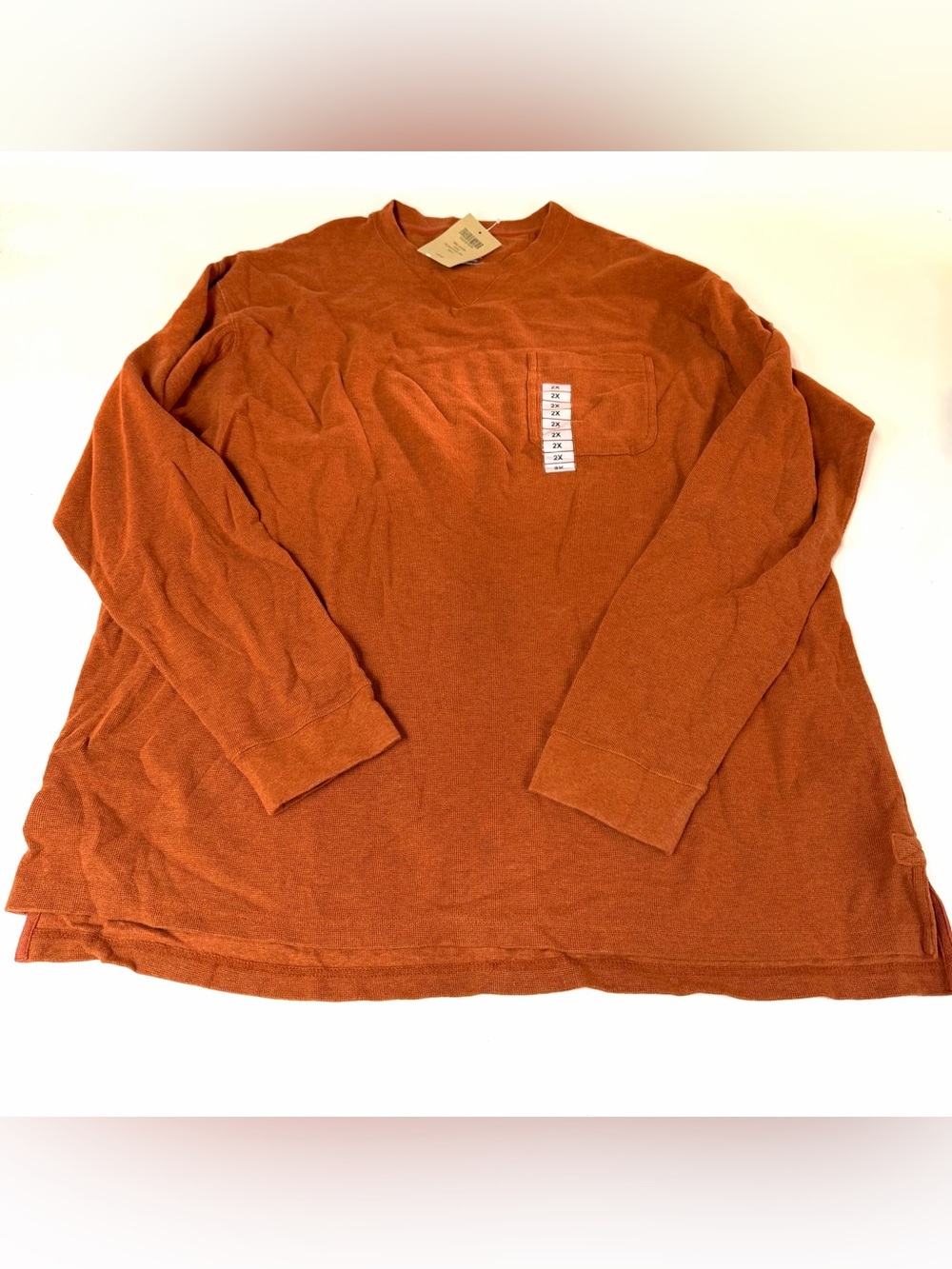 NEW Duluth Trading Men’s Size 2XL Long Sleeve Sweater Burnt Orange Waffle Crew